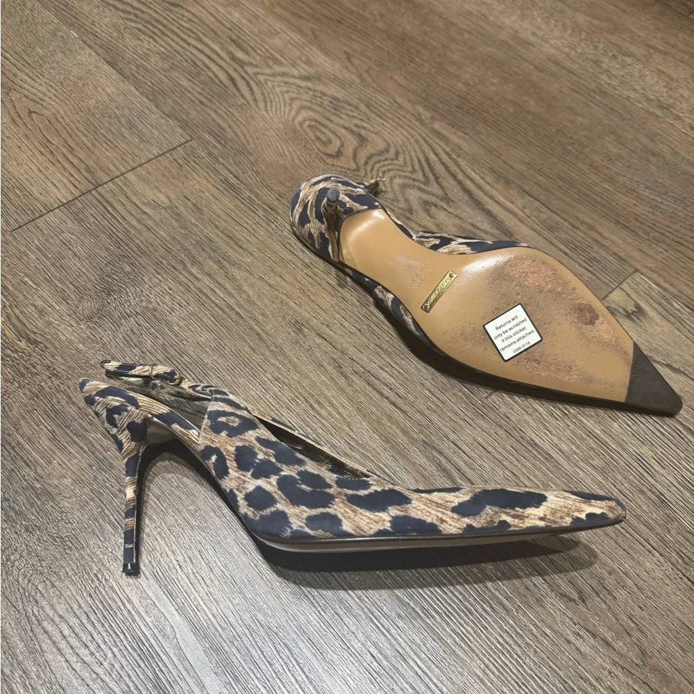 Dolce & Gabbana Leopard Print Kitten Slingback Heels - Picture 2 of 4